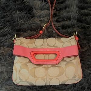 Coach crossbody tan/coral bag